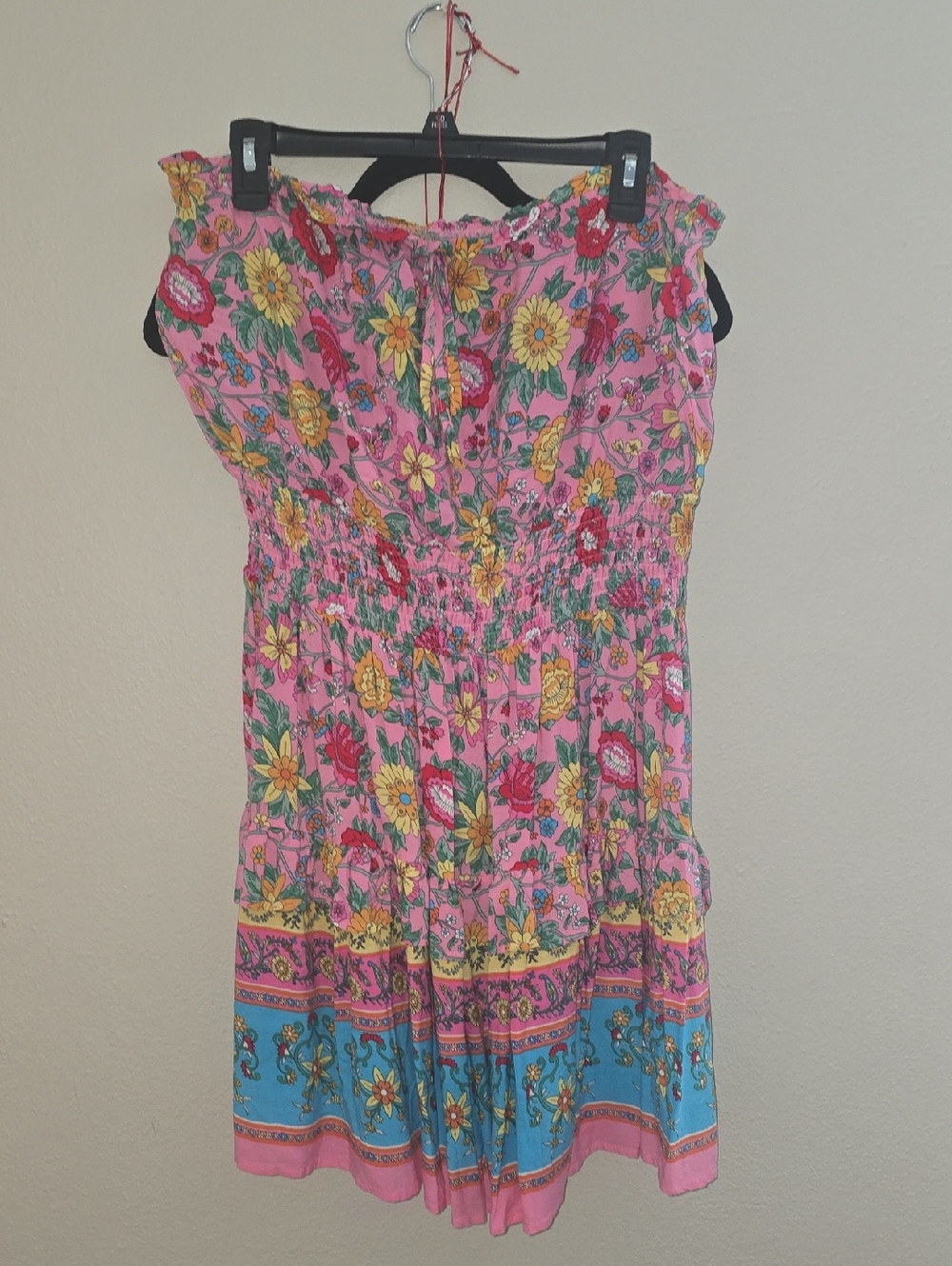 Strapless Floral Summer Dress - Pink